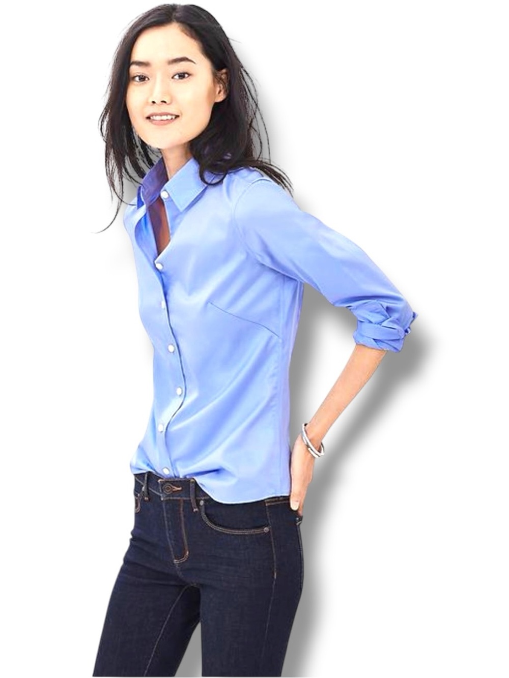 Banana Republic Light Blue Cotton Collared Long Sleeve Classic Button-Down Shirt